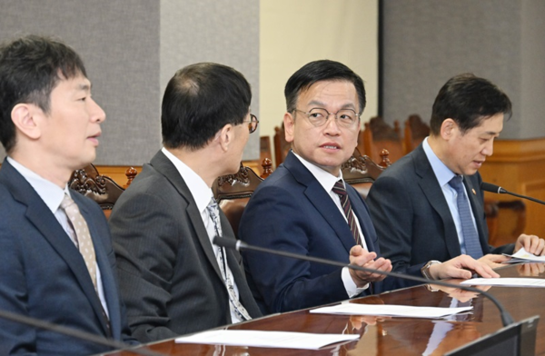 최상목 부총리겸 기획재정부 장관(오른쪽 세번째)이 21일 서울 중구 은행연합회에서 열린 비상거시경제금융회의를 주재하고 있다. (사진=기획재정부)